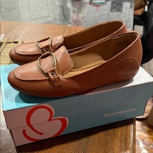 BareTraps Women's Tan Loafers with Buckle Detail